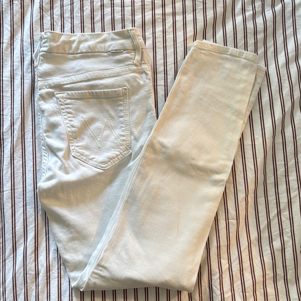 MOTHER White Skinny Jeans with Smooth Finish. The PIXIE cut